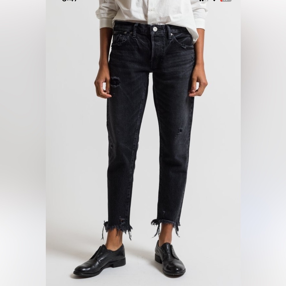 Moussy Vintage MV Kelley Tapered Leg Jeans in Black Button Fly Mid Rise Size 28
